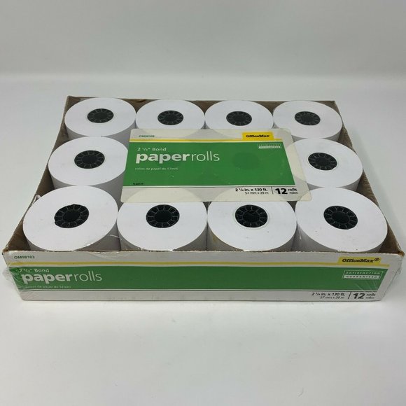 Office Max Other - 12 OfficeMax Adding Machine Calculator Paper Rolls 2 1/4 Inch 130 Feet OM98103